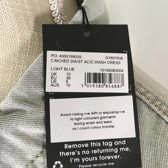 Misguided light denim cowgirl dress, fitted waist, button down, above the knee - Picture 6 of 9